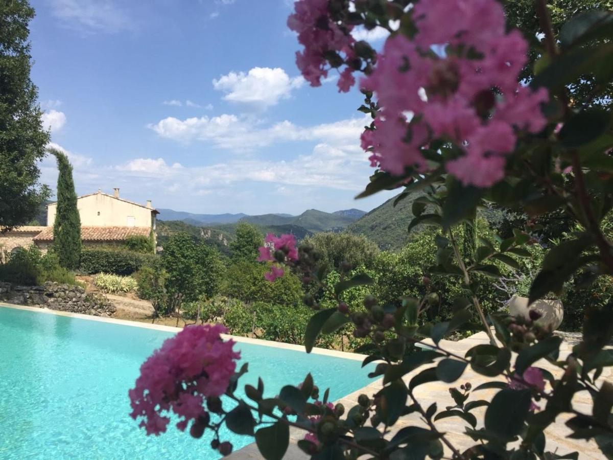 Gite En Cevennes Du Sud, Bergerie Restauree Au Rez De Jardin D'Une Bastide Avec Piscine, Vue Exceptionnelle, Authenticite Et Confort Saint-Laurent-le-Minier Exterior foto
