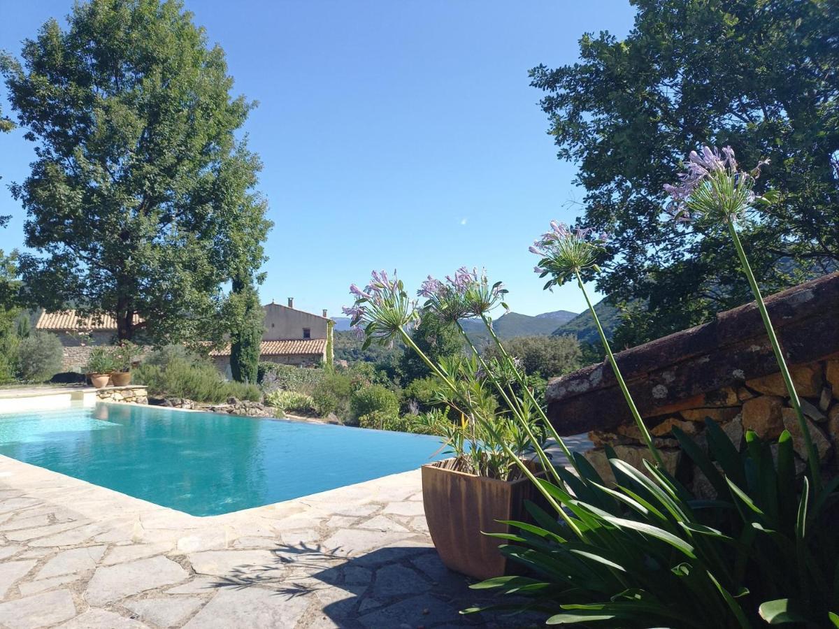 Gite En Cevennes Du Sud, Bergerie Restauree Au Rez De Jardin D'Une Bastide Avec Piscine, Vue Exceptionnelle, Authenticite Et Confort Saint-Laurent-le-Minier Exterior foto